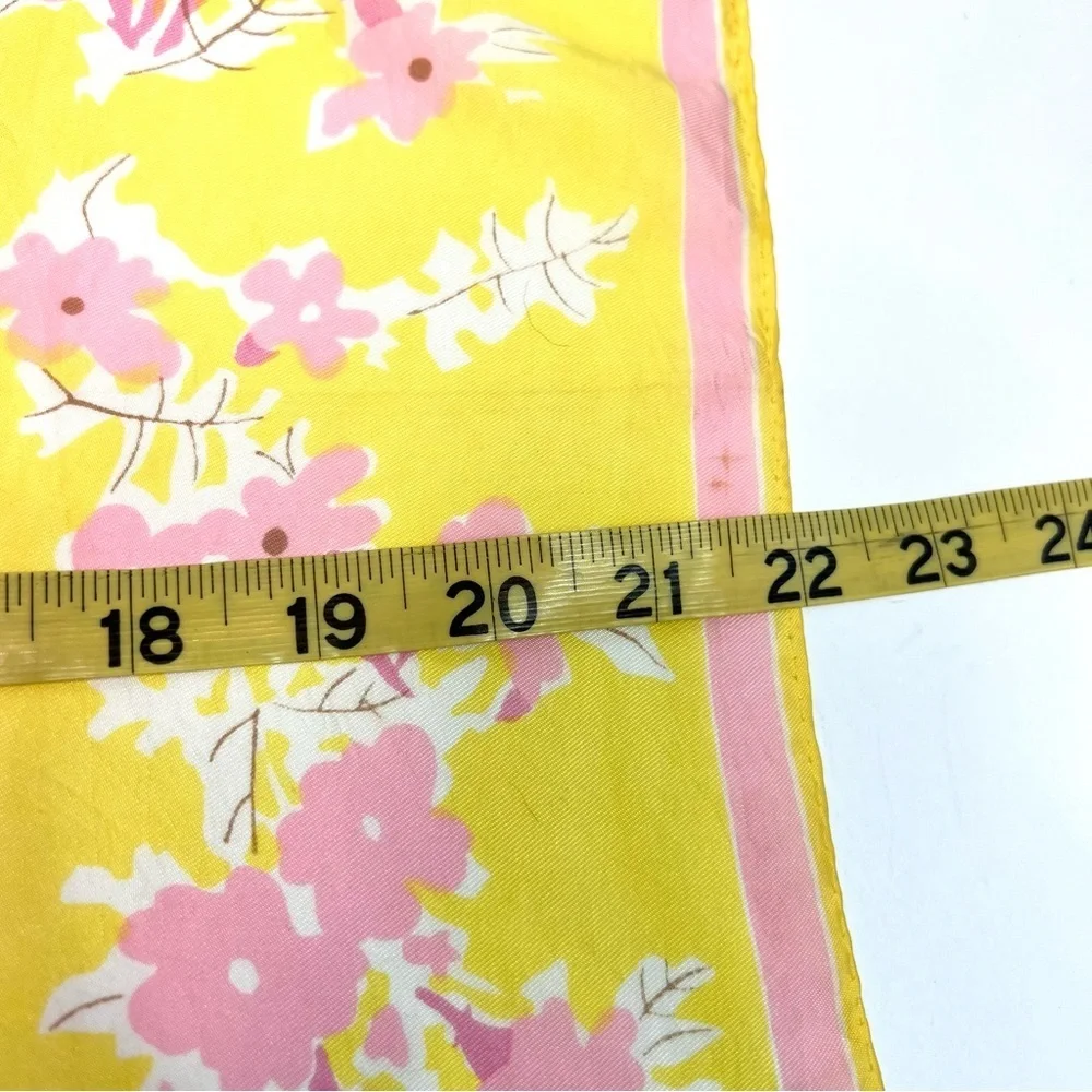 Vintage Vera Neumann Yellow Pink Floral Scarf